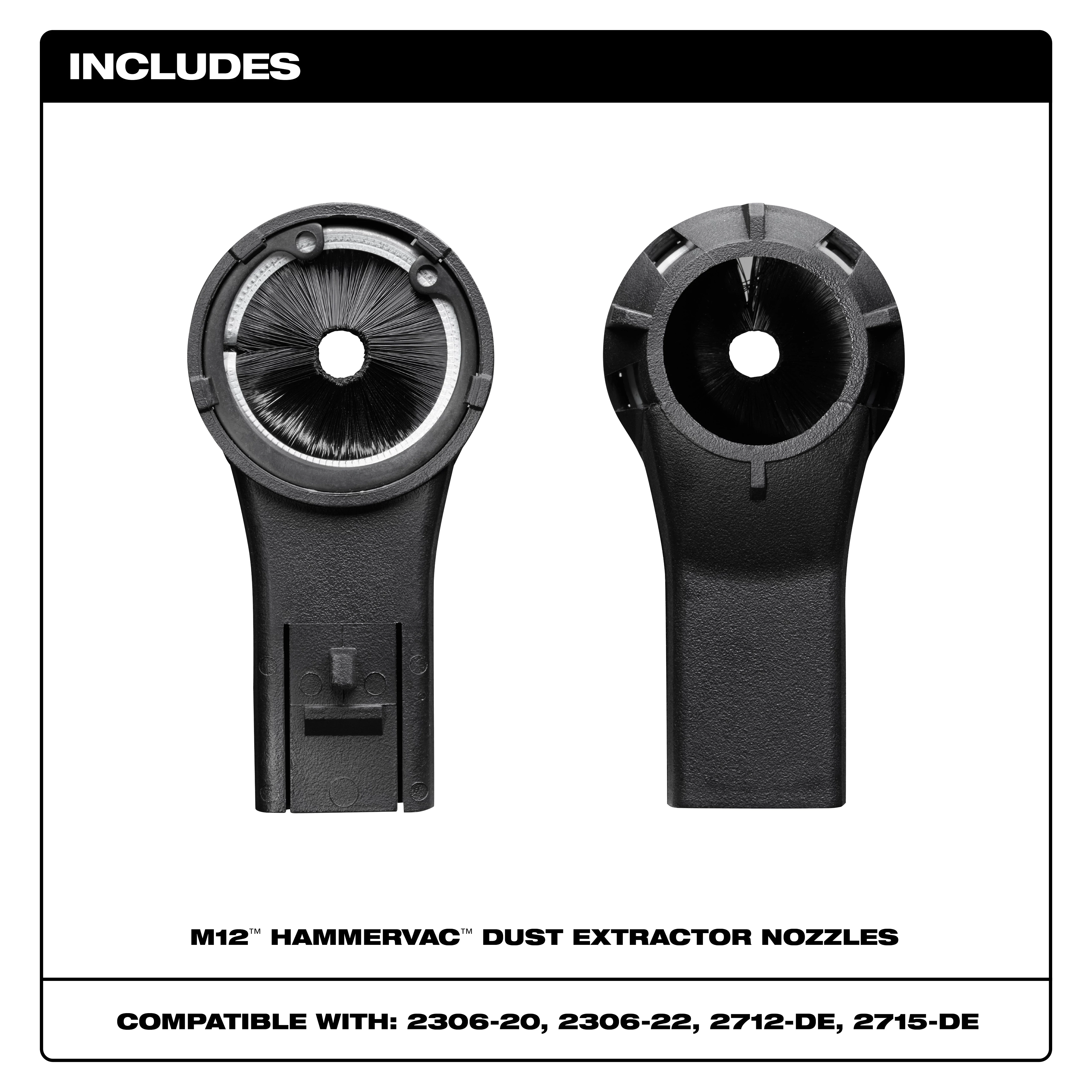 Product Image for 49-90-2301 Includes Image Reel Refresh: two M12 Hammarvac dust extractor nozzles compatible with models 2306-20, 2306-22, 2712-DE, 2715-DE.