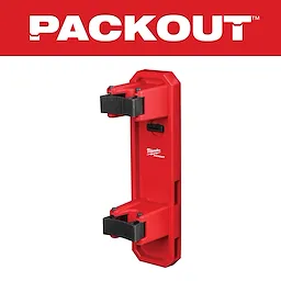 PACKOUT Long Handle Tool Holder, a red rectangular tool mount with adjustable black straps for secure tool storage.