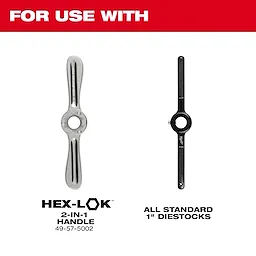 1-Inch Hex Dies For Use With Hex-Lok 2-in-1 Handle model 49-57-5002 and all standard 1” diestocks, shown against a white background.