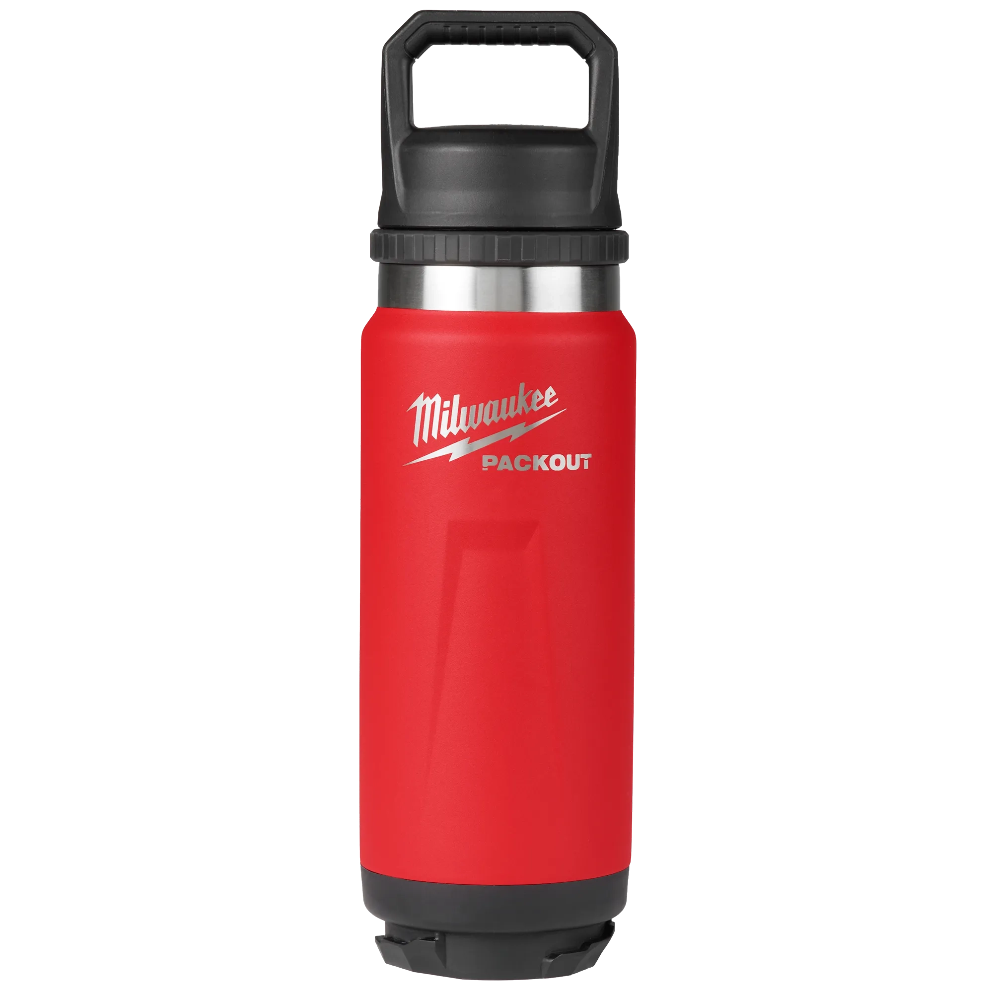 Image of the Milwaukee PACKOUT 24oz Insulated Bottle with Chug Lid in red