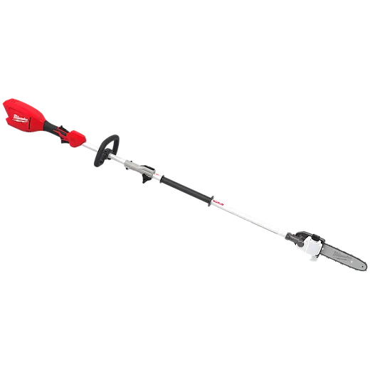 M18 QUIK-LOK Brushless Pole Saw with long telescoping shaft and compact saw head on a plain background.