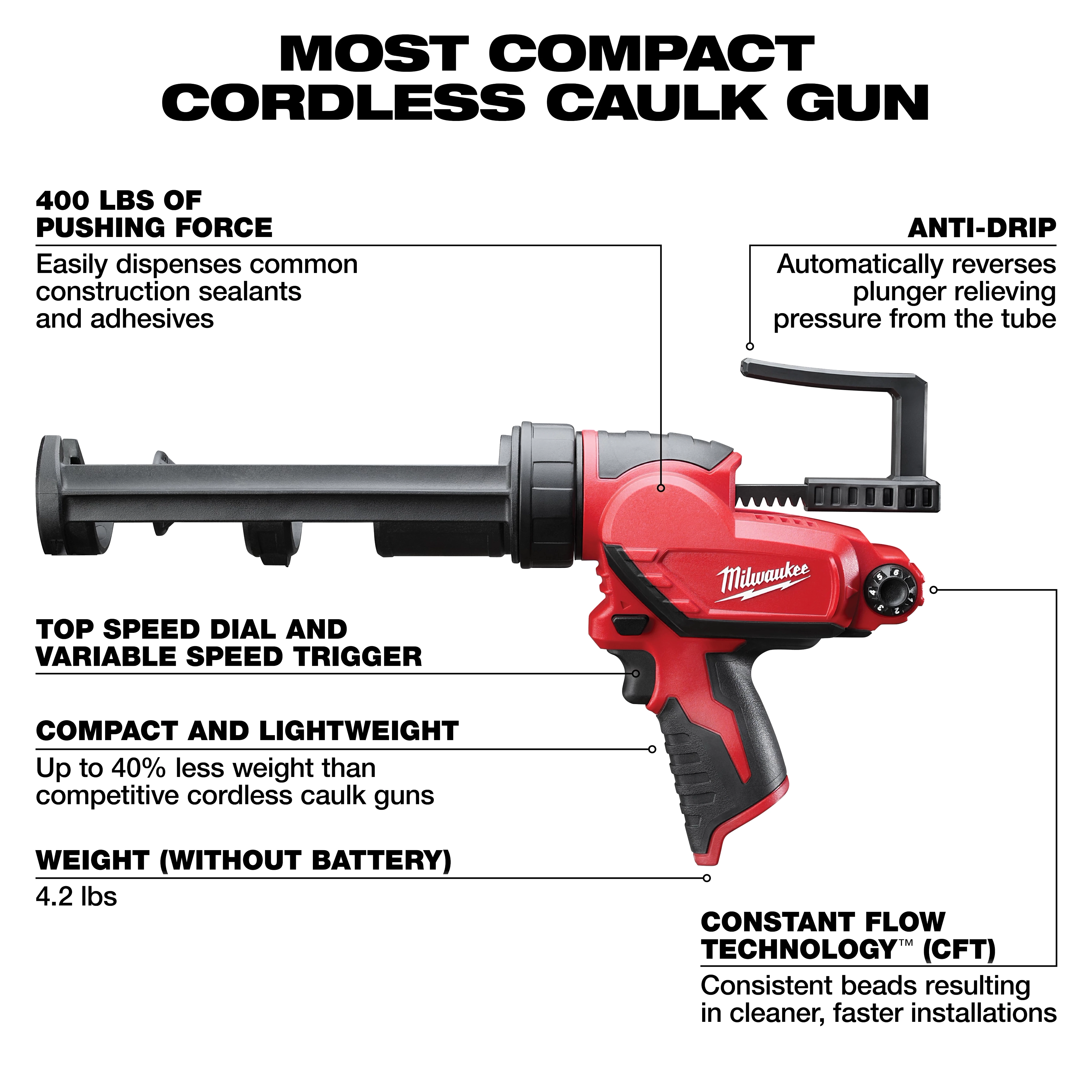 M12 12-Volt Lithium-Ion Cordless 10 oz. Caulk and Adhesive Gun (Tool-Only)