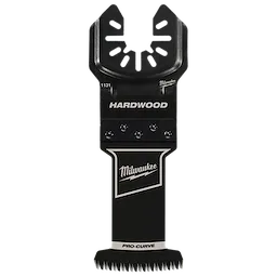 MILWAUKEE OPEN-LOK 1-3/8" HCS Japanese Tooth PRO-CURVE Hardwood Multi-Tool Blade with black body and silver text.