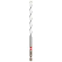 The 5/16" x 4" x 6" SHOCKWAVE Impact Duty Carbide Multi-Material Drill Bit features a silver twisted design and red hex shank.