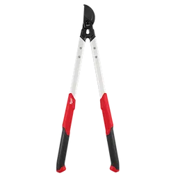 The image shows a 2" Lopper with long handles. The handles are silver with red and black grips. The cutting blade is black and located at the top of the tool, designed for pruning branches.