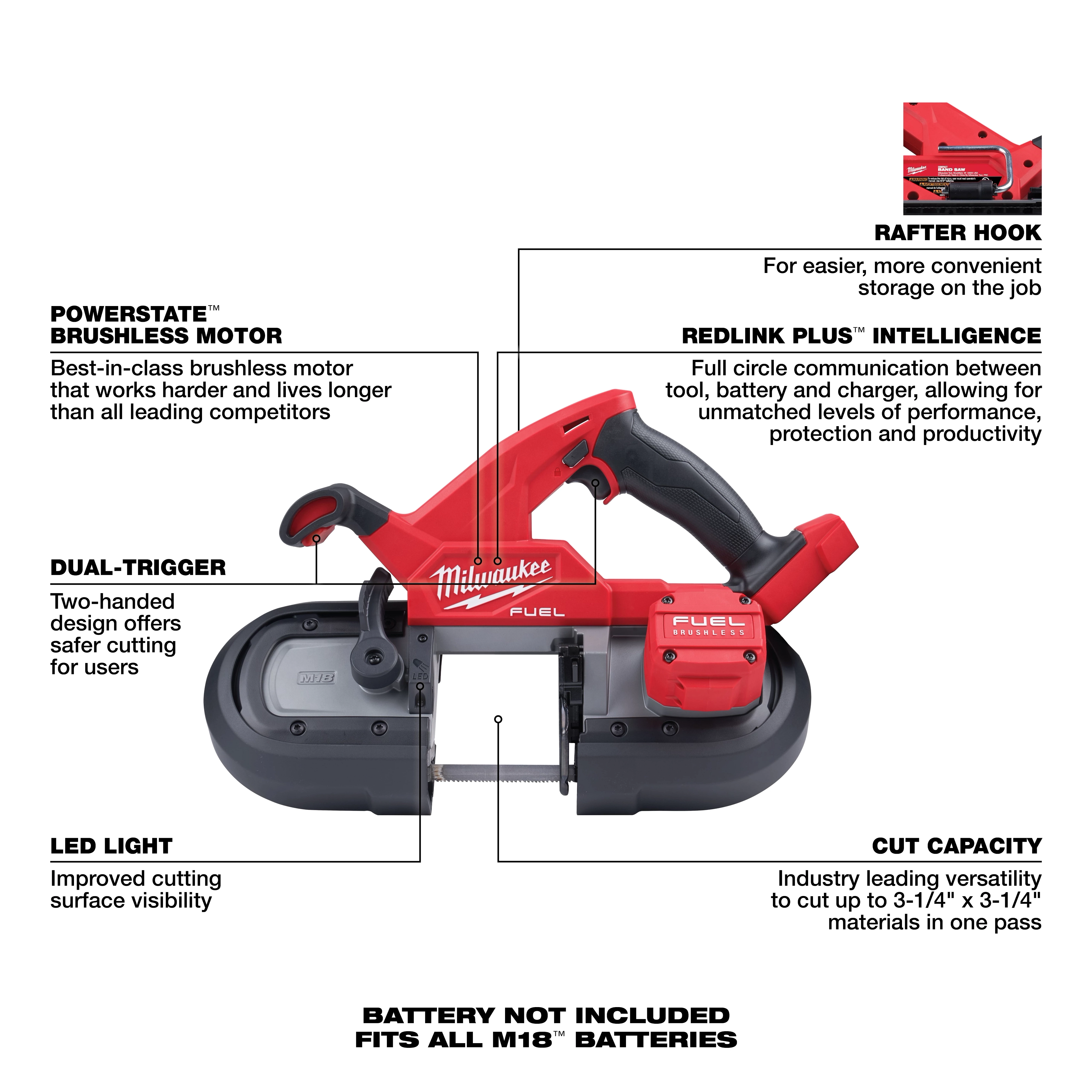 M18 FUEL Compact Dual-Trigger Band Saw Bare Tool Walkaround