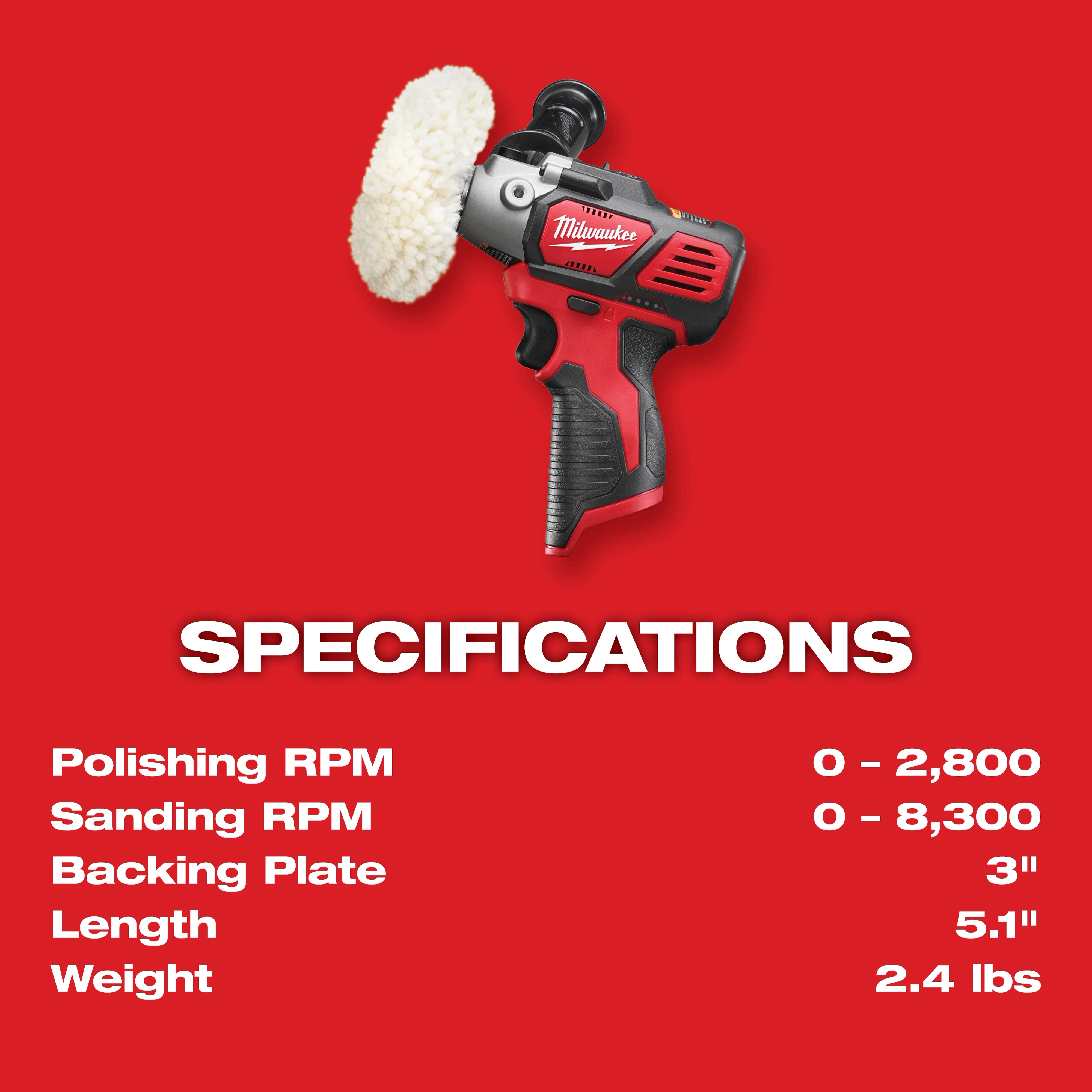 M12 Variable Speed Polisher/Sander Specifications