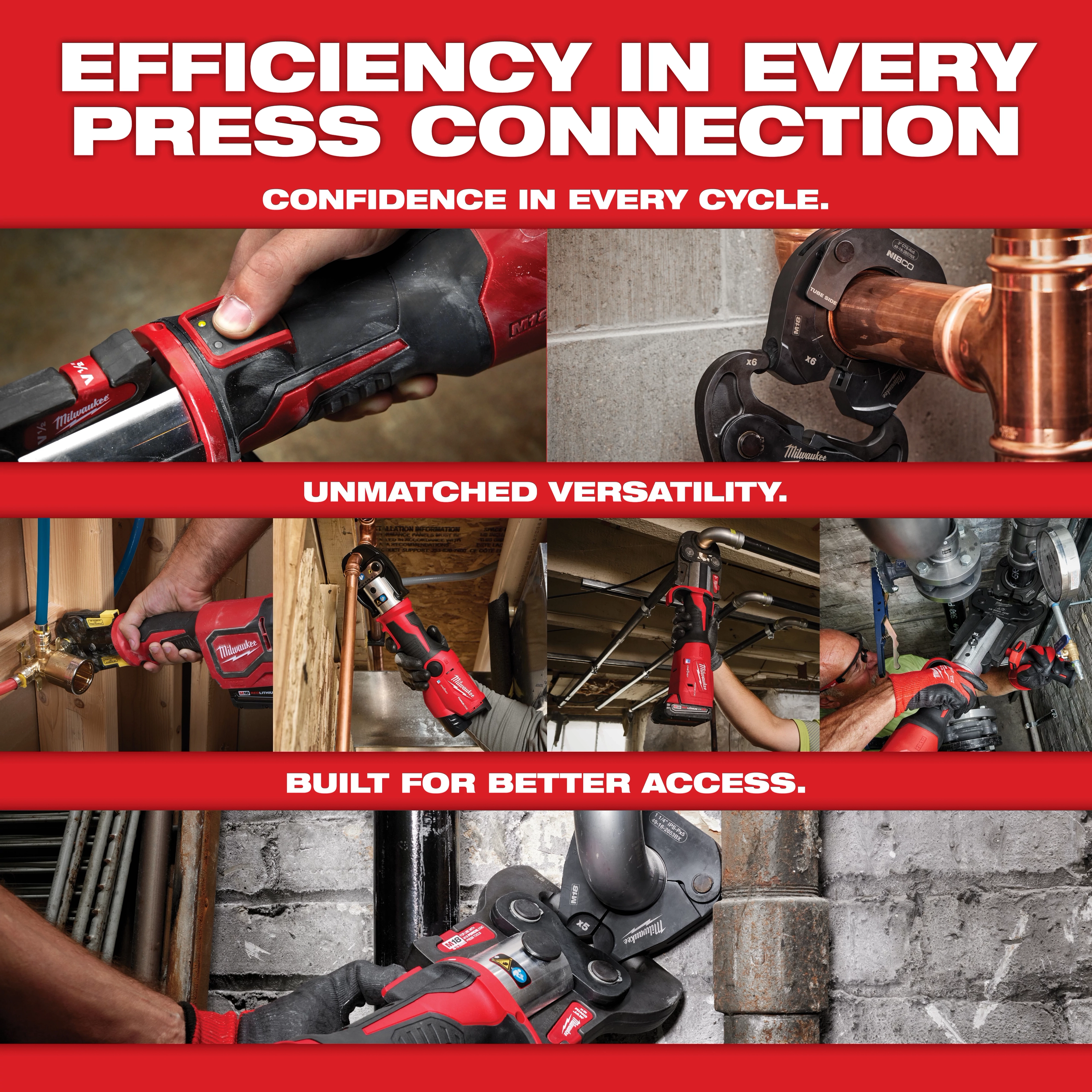 M12 FORCE LOGIC Press Tool Kit w/ ONE-KEY for efficient, versatile press connections and better access.