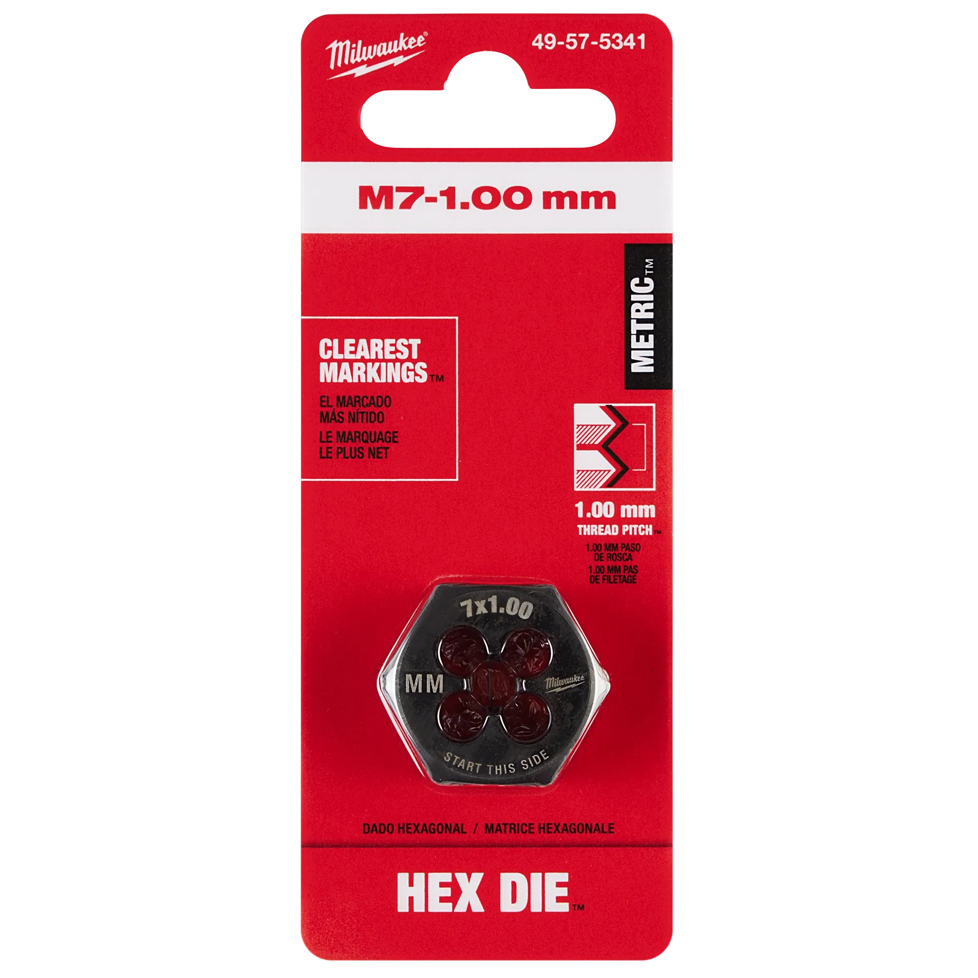 M7-1.00 mm 1-Inch Hex Die in its packaging