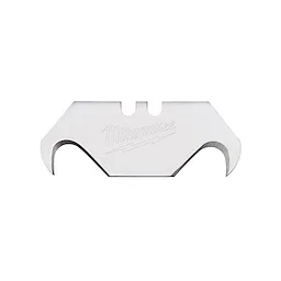 Milwaukee Hook Utility Blades, 5 pack. The blade is silver with sharp hooked ends and the Milwaukee brand name engraved on it.