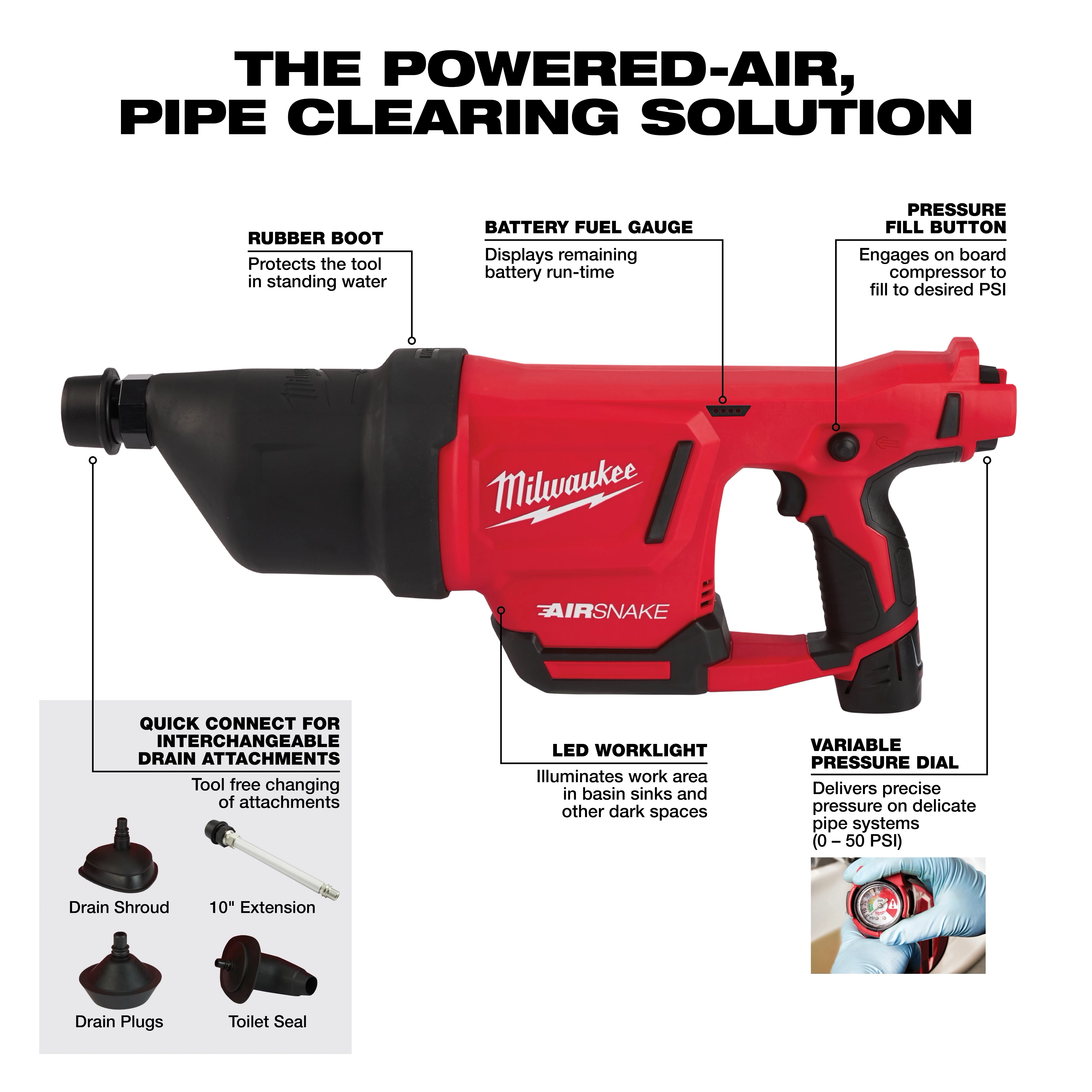 M12 AIRSNAKE Drain Cleaning Air Gun