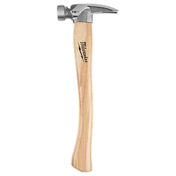 16oz Smooth Face Hickory Handle Hammer with a polished metal head and a natural wood handle, featuring a curved claw for nail removal.