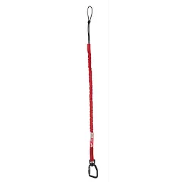 Red 10 LB Locking Tool Lanyard with black loop and carabiner clip, designed for securing tools to prevent drops.