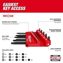 13-Key Ball End L-Key Set - SAE