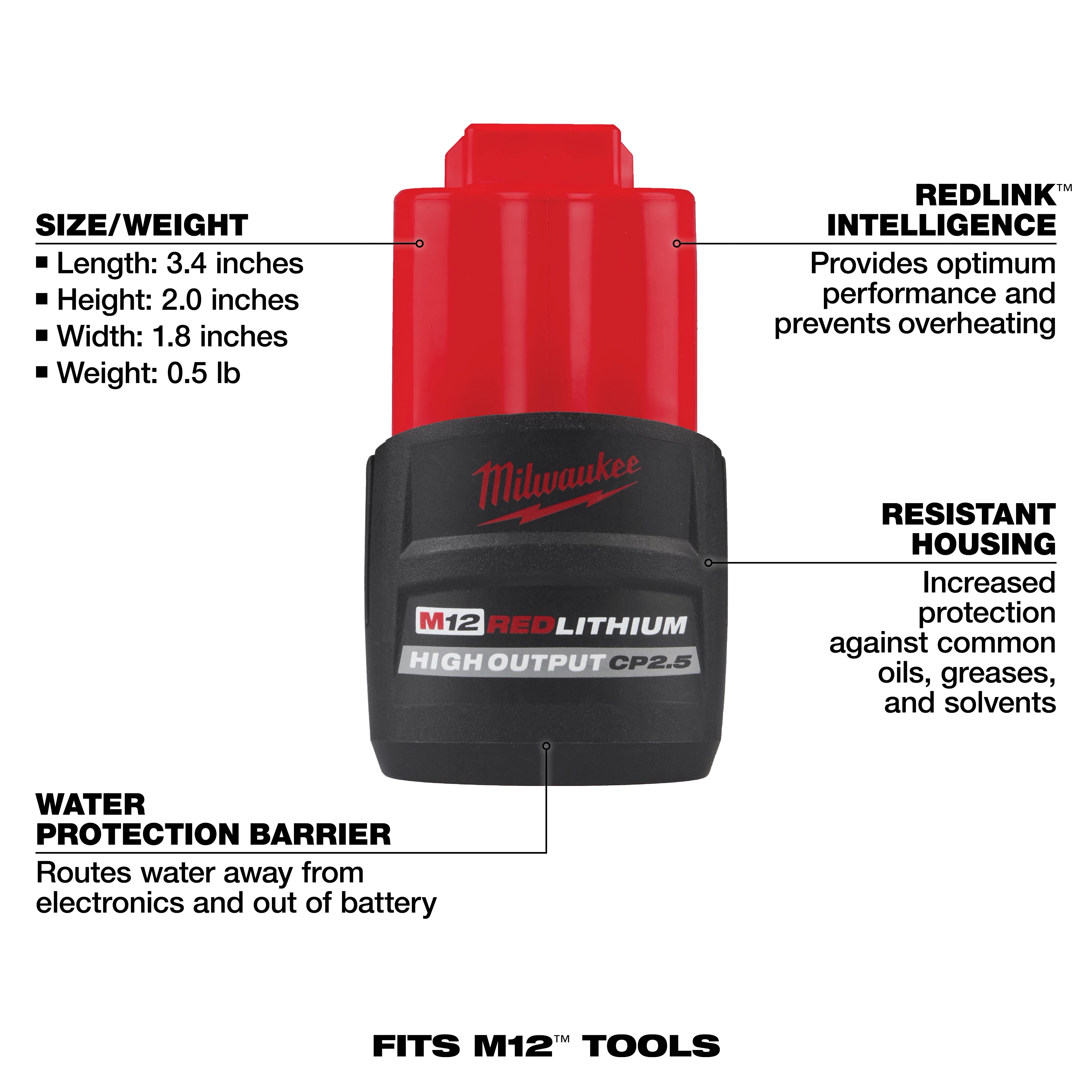 M12™ REDLITHIUM™ HIGH OUTPUT™ CP2.5 Battery Pack