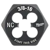 3/8"-16 NC 1-Inch Hex Die, black with silver markings, featuring a 4-hole design and labeled "Start This Side."