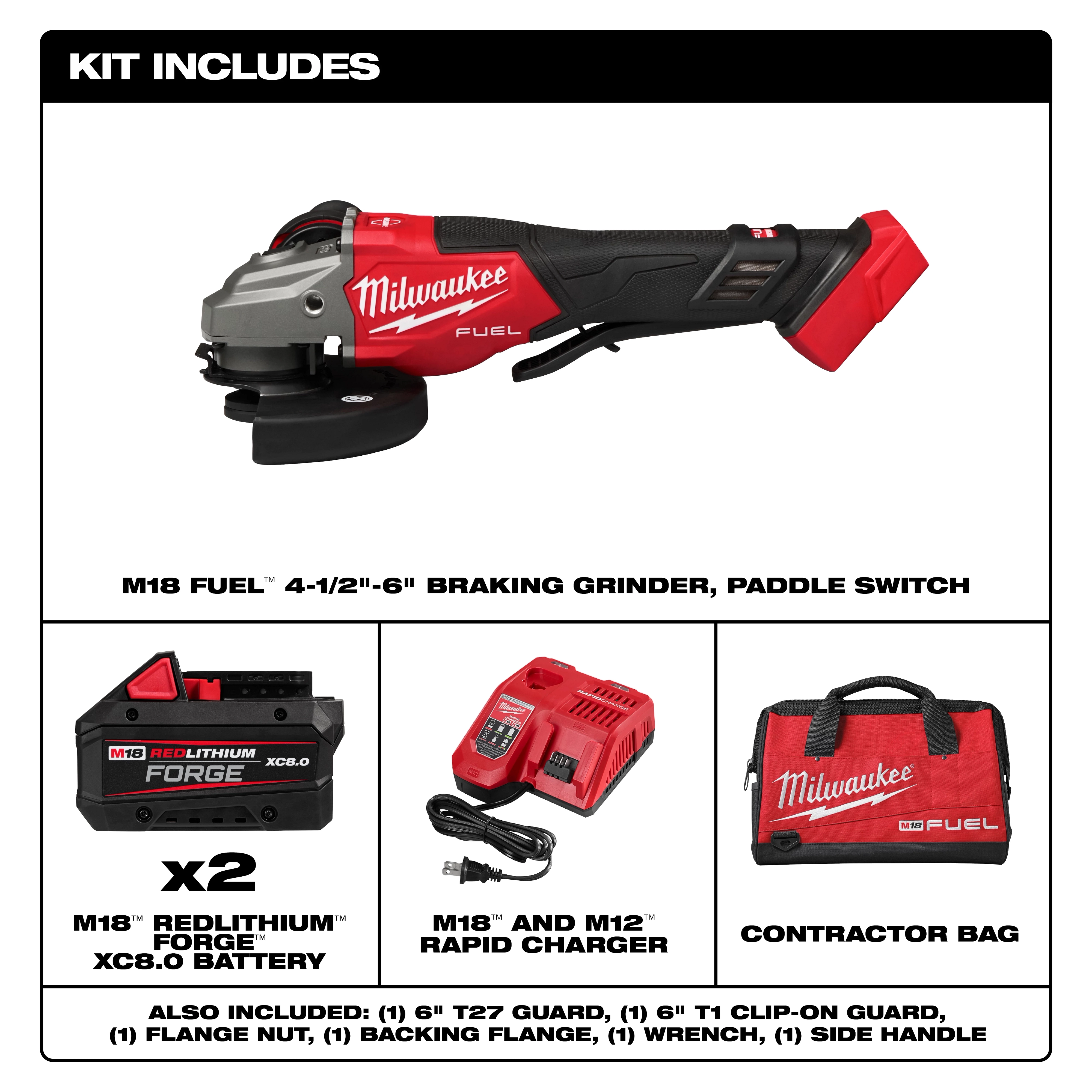 M18 FUEL™ 4-1/2"-6" Braking Grinder, Paddle Switch