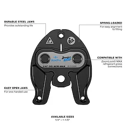 ZoomLock MAX Press Jaw for M12 FORCE LOGIC Press Tools with durable steel jaws, spring-loaded mechanism, and easy-open jaws.
