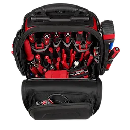 Image of the Milwaukee PACKOUT Structured Backpack open highlighting its tool storage capabilities