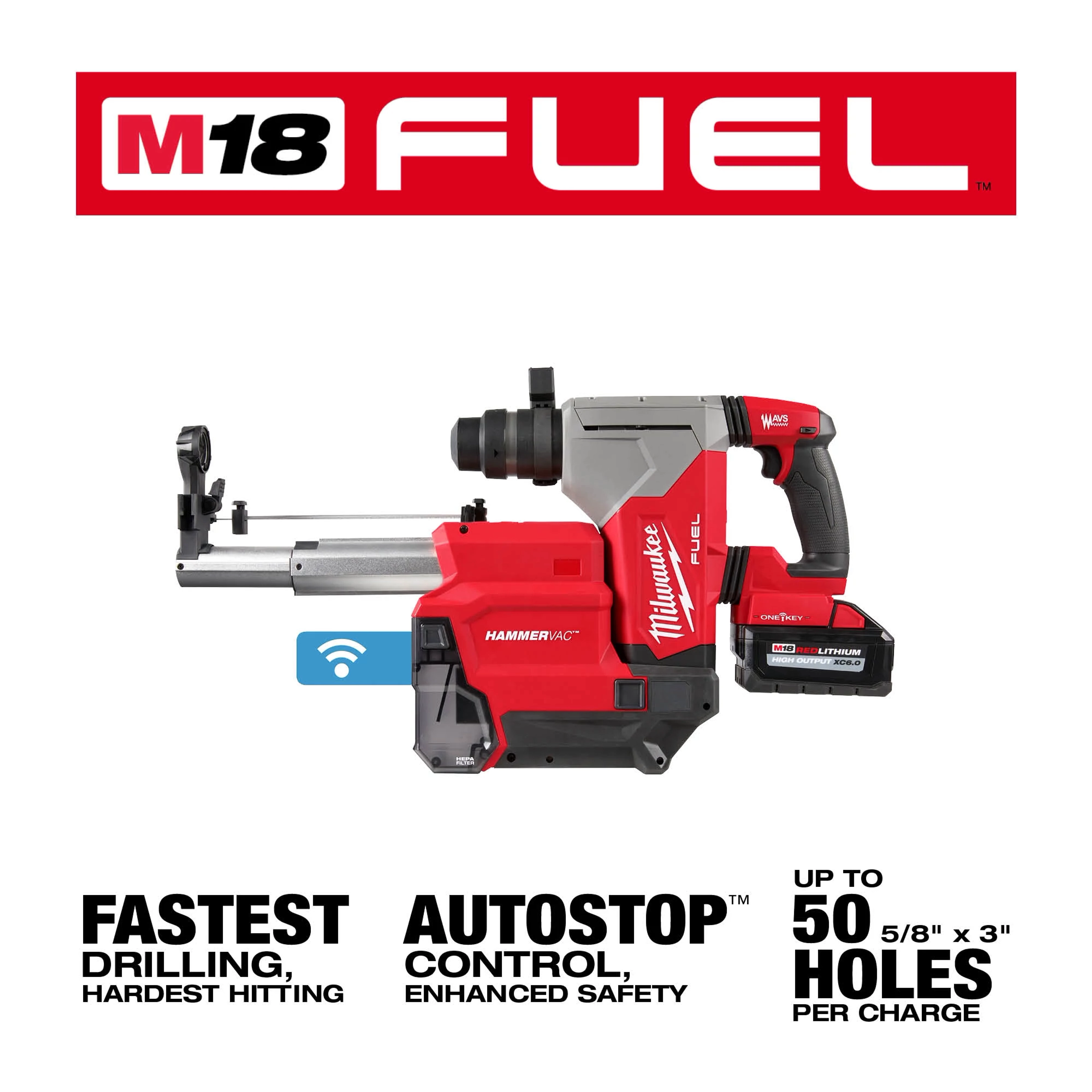 M18 FUEL™ 1” SDS Plus Rotary Hammer w/ Dust Extractor Kit FUEL USP