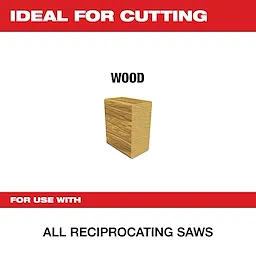 Reciprocating saw blades ideal for cutting wood, compatible with all reciprocating saw brands.