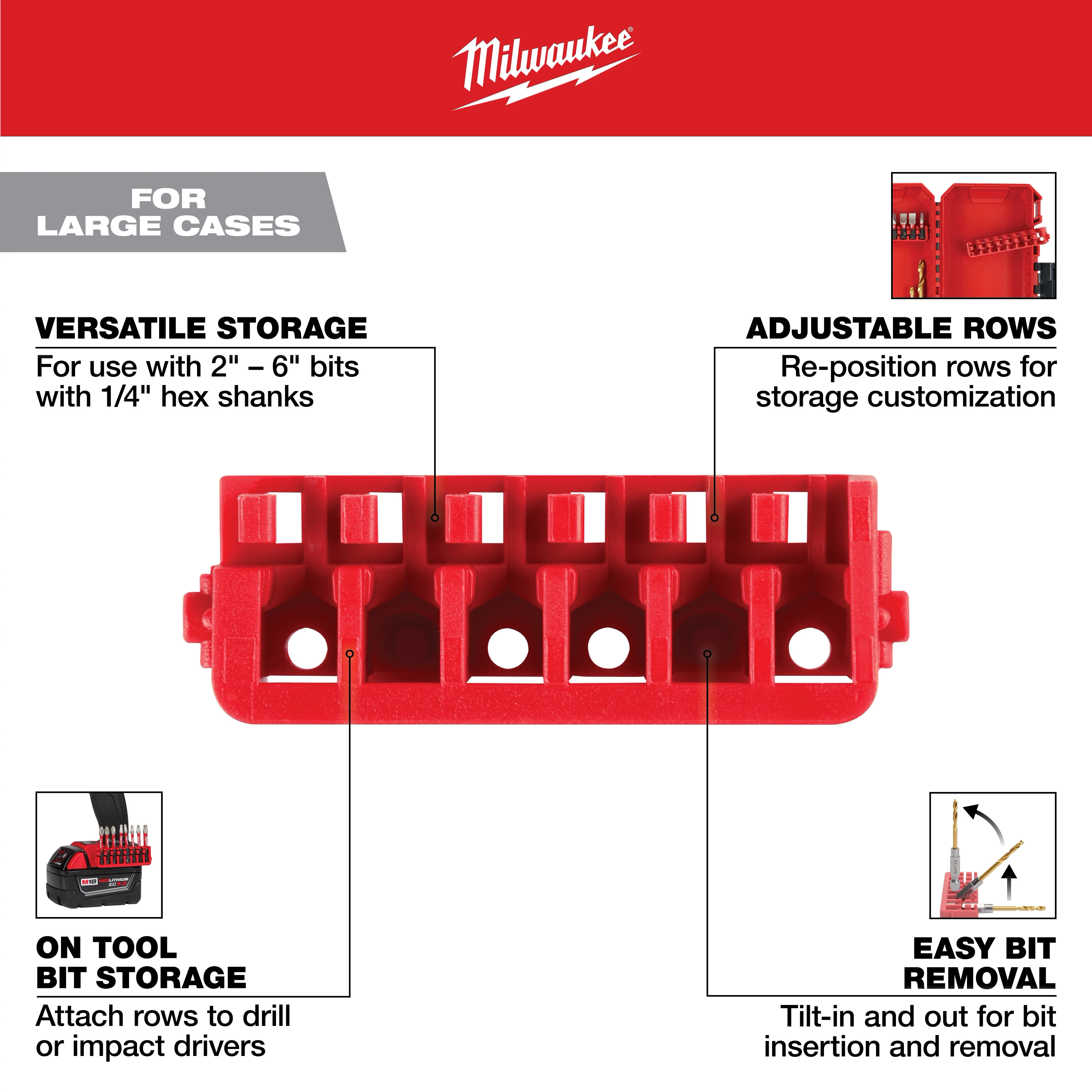 MILWAUKEE® Large Case Rows for Impact Driver Accessories
