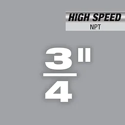 3/4" High Speed NPT Forged Aluminum Die Head with gray background and bold white text indicating size and specification.