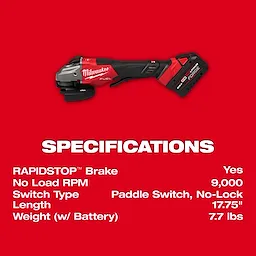 M18 FUEL™ 4-1/2"-6" Braking Grinder, Paddle Switch