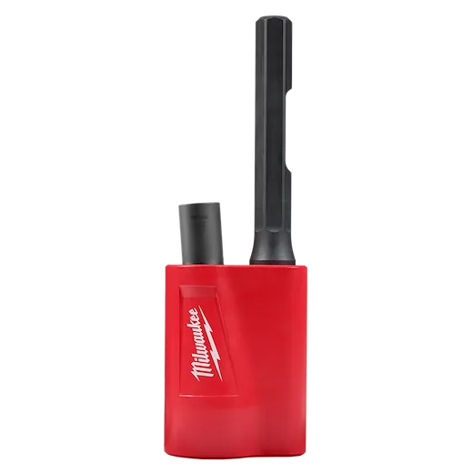 1-1/8" Hex Side Load Ground Rod Driver with a red exterior and a hexagonal black handle, branded with Milwaukee logo.