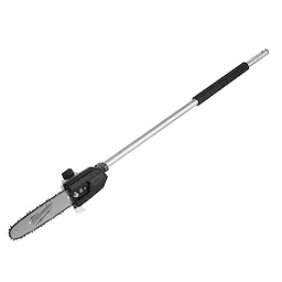 The Milwaukee 49-16-2720 is a pole saw attachment with a silver shaft, black handle, and a chainsaw blade for extended reach.