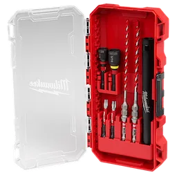 7 Piece Hammer Drill Bit Conrete Screw Installation Kit with PACKOUT Compatible Case