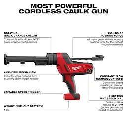 M18 18-Volt Lithium-Ion Cordless 10 oz. Caulk and Adhesive Gun (Tool-Only)