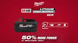 M18 REDLITHIUM HIGH OUTPUT XC5 Resistant Battery Pack.
