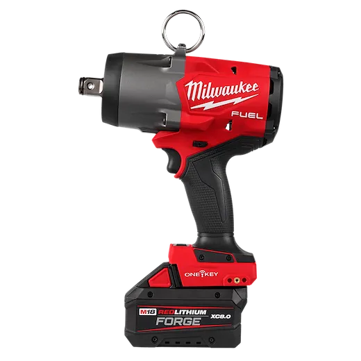 M18 FUEL 3/4" High Torque Impact Wrench w/ ONE-KEY Kit standing upright on its battery pack.