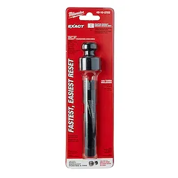 Milwaukee 3/4" Rapid Reset Draw Stud Set in its packaging. The black tool is displayed on a red background with product information.