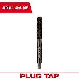 5/16"-24 NF Straight Flute Plug Tap, a metal cutting tool ideal for threading and precision work, shown against a white background.