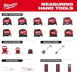 Image of the Milwaukee Measuring Hand Tools Guide highlighting the various measuring tool products