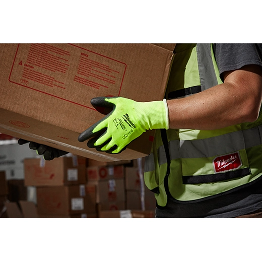 48-73-8912 - High Visibility Cut Level 1 Polyurethane Dipped Glove - L