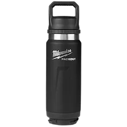 Image of the Milwaukee PACKOUT 24oz Insulated Bottle with Chug Lid in black