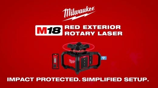 Milwaukee M18 Red Exterior Rotary Laser Level Kit with Receiver