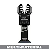 Milwaukee Open-Lok 1-3/8" Titanium Charged Bi-Metal Multi-Material Multi-Tool Blade. Black with product details in white text.