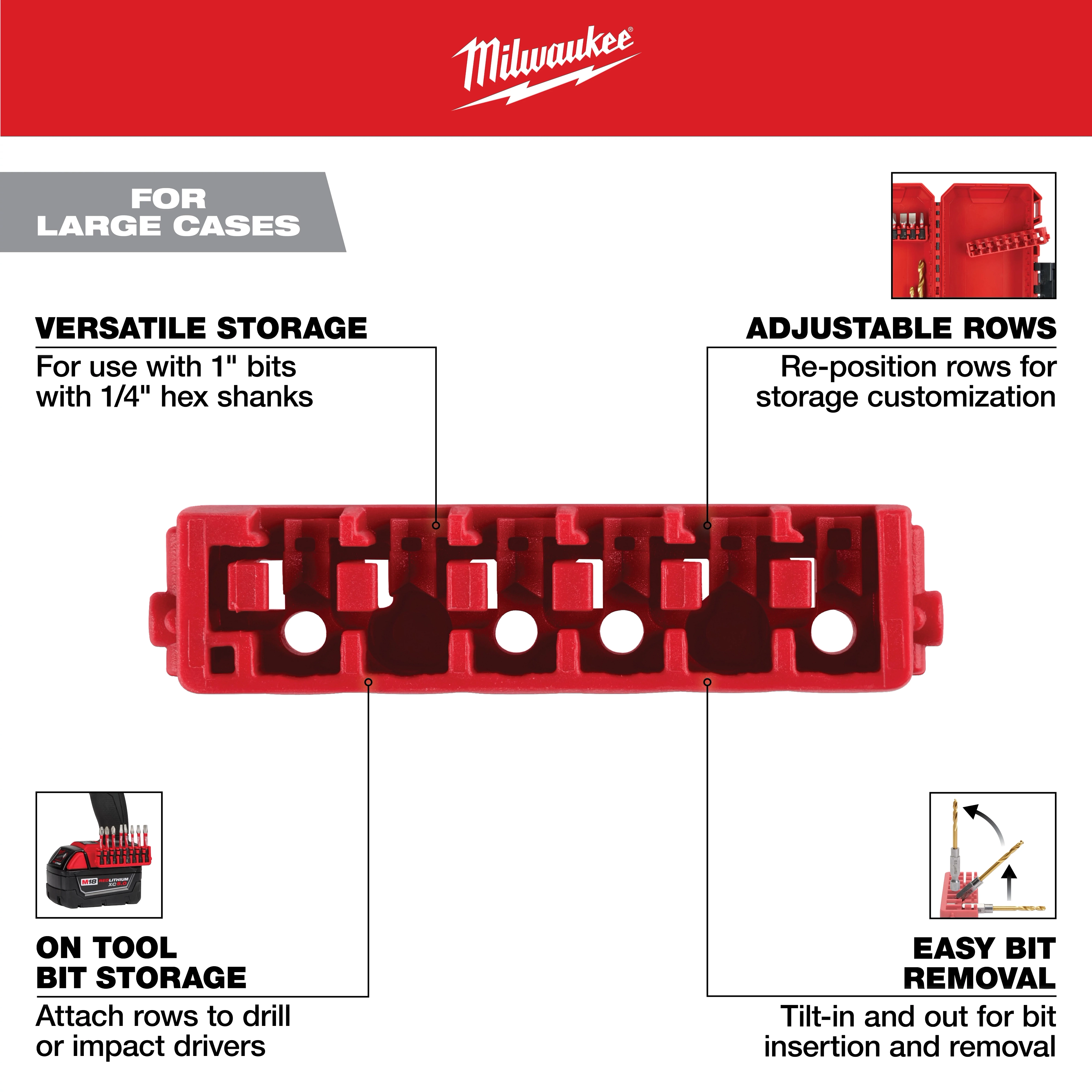 MILWAUKEE® Large Case Rows for Insert Bit Accessories