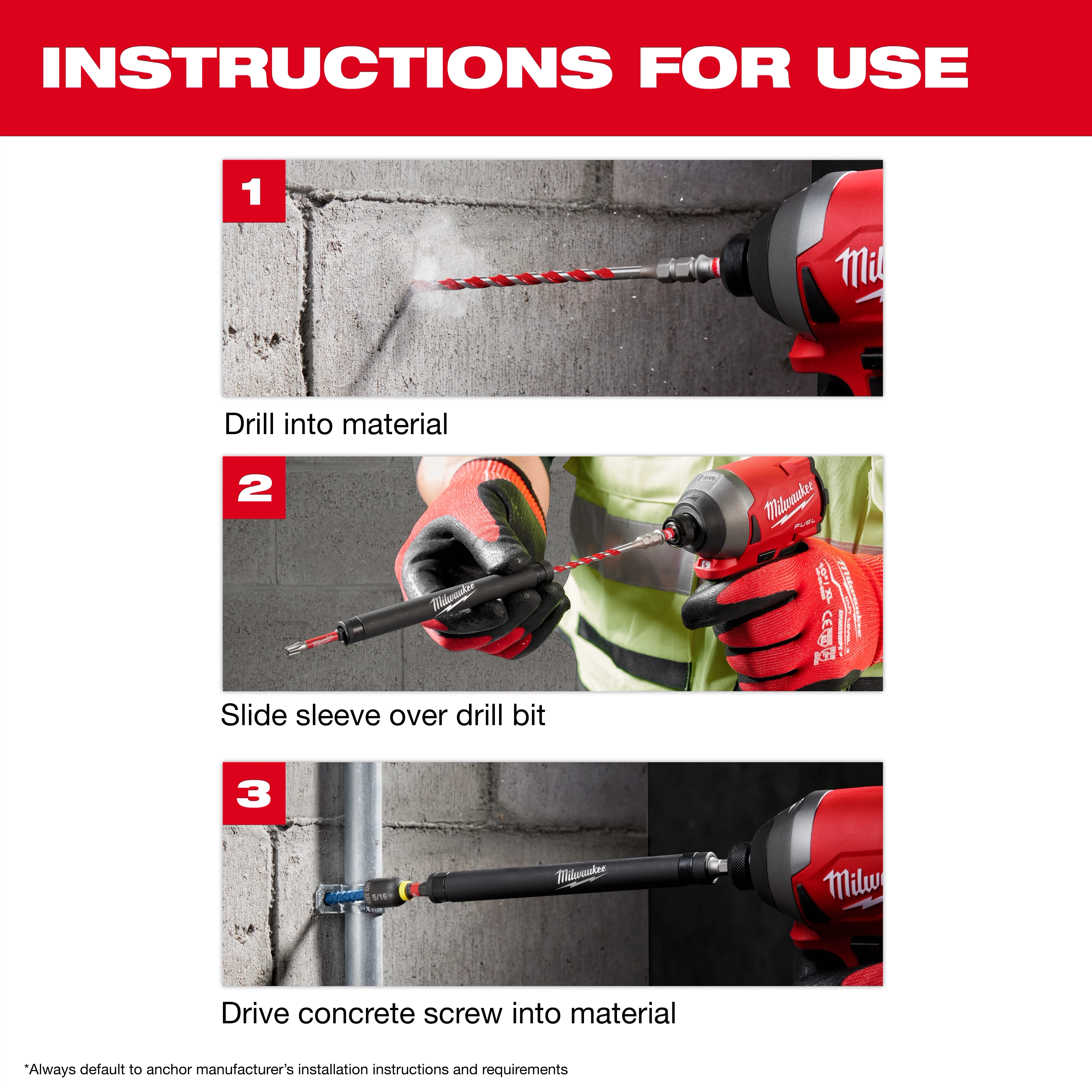 7pc. SHOCKWAVE Impact Duty™ Carbide Hammer Drill Bit Concrete Screw Install Kit