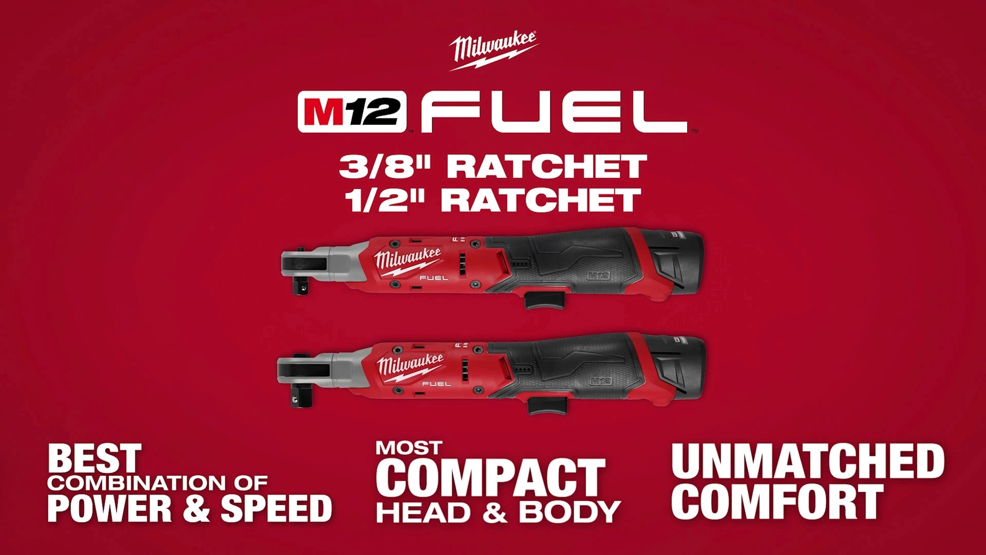 Milwaukee® M12 FUEL™ 1/4", 3/8", & 1/2" Ratchets