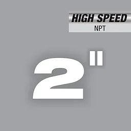 2" High Speed NPT Forged Aluminum Die Head shown in white text on a gray background, with "High Speed NPT" in smaller black text above.