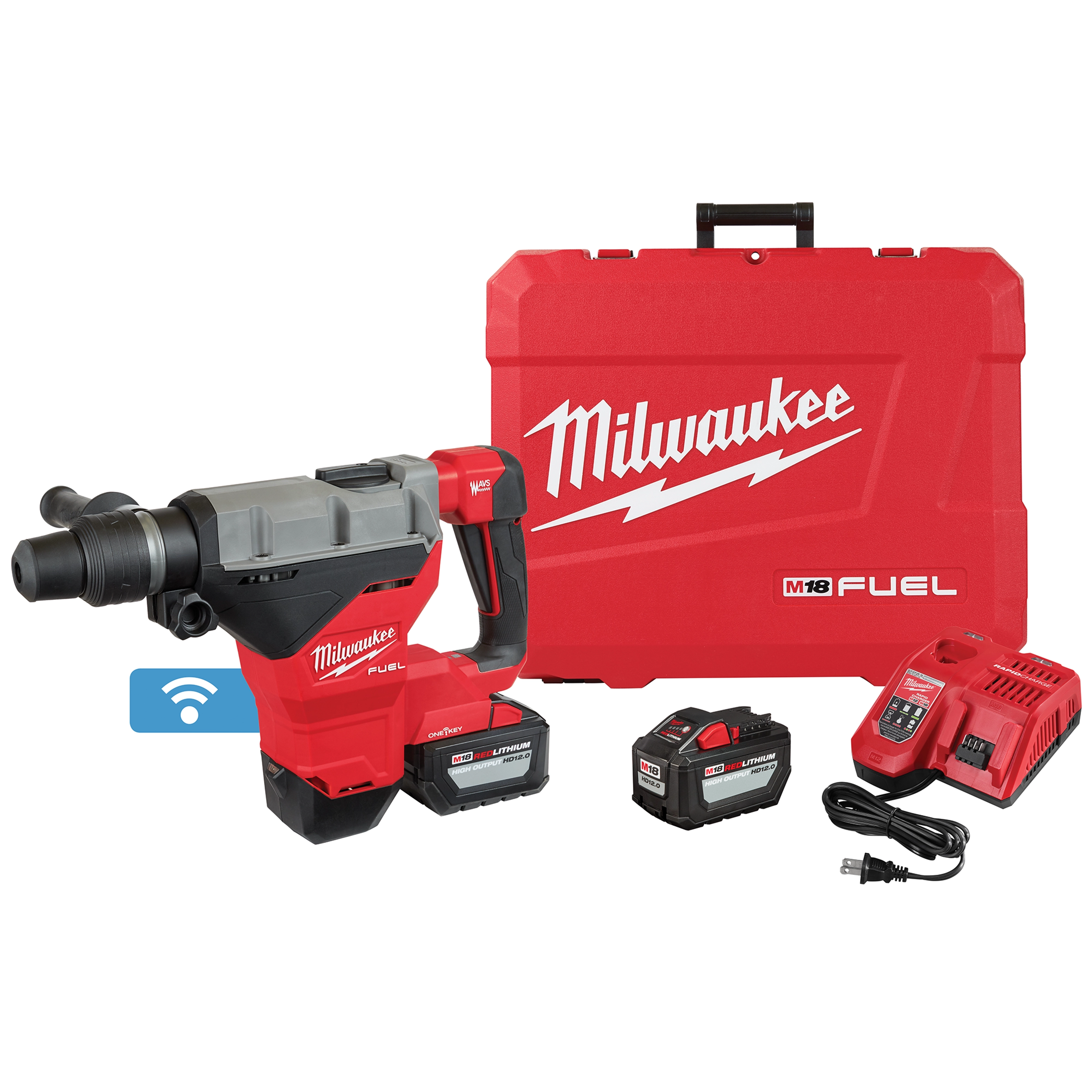 M18 FUEL 1-3/4" SDS MAX Rotary Hammer w/ ONE KEY™ Kit w/ (2) 12.0 Batteries Primary Image
