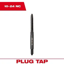 10-24 NC Straight Flute Plug Tap is a black tap tool used for threading. The product name appears twice on the image.