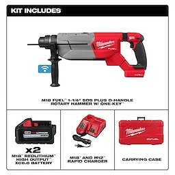 M18 FUEL™ 1-1/4” SDS Plus D-Handle Rotary Hammer Kit w/ ONE-KEY™ Includes