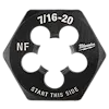 7/16"-20 NF 1-Inch Hex Threading Die with black finish, labeled "START THIS SIDE," used for cutting or repairing threads.
