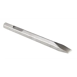 1-1/8" HEX 16" Narrow Chisel made of silver metal with a hexagonal shank and narrow, pointed cutting edge. Suitable for demolition.